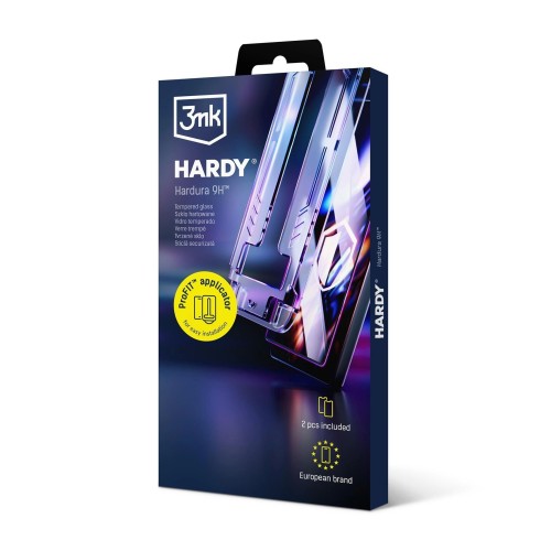LCD APSAUGINIS STIKLIUKAS (2 VNT.) SU APLIKATORIUMI 3MK HARDY HARDURA 9H APPLE IPHONE 16 PRO MAX JUODAS