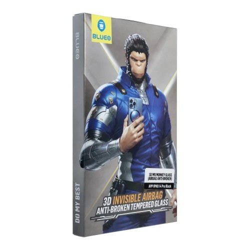 LCD APSAUGINIS STIKLIUKAS 5D MR. MONKEY GLASS (AIRBAG ANTI-BROKEN) APPLE IPHONE 14 PRO JUODAS