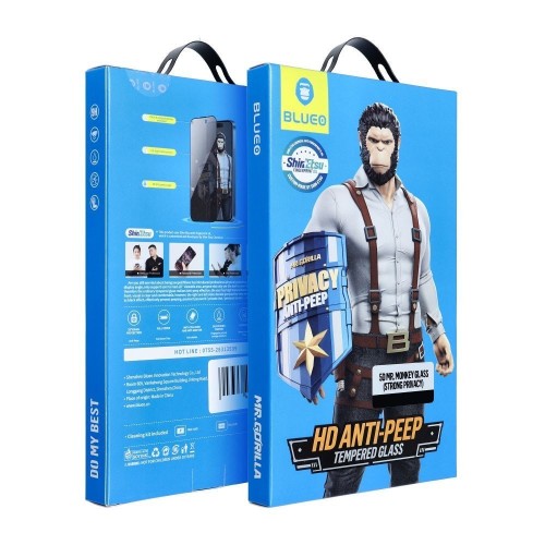 LCD APSAUGINIS STIKLIUKAS 5D MR. MONKEY GLASS (STRONG PRIVACY) APPLE IPHONE 12 PRO MAX JUODAS