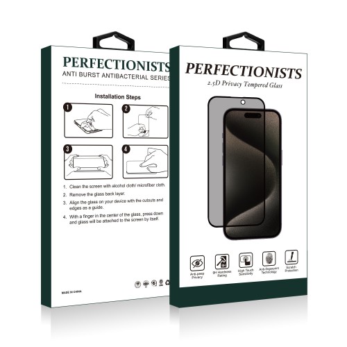 LCD APSAUGINIS STIKLIUKAS 2.5D PRIVACY PERFECTIONISTS APPLE IPHONE 16 PRO JUODAS