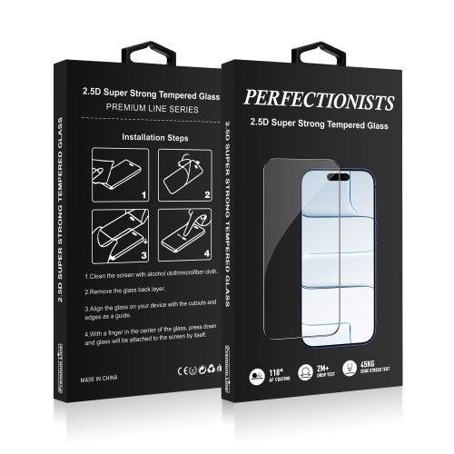 LCD APSAUGINIS STIKLIUKAS PERFECTIONISTS 2.5D SUPER STRONG TEMPERED GLASS APPLE IPHONE 17 JUODAS