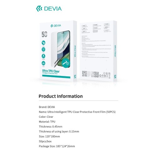 PLĖVELIŲ RINKINYS KARPYMO MECHANIZMUI DEVIA ULTRA INTELLIGENT TPU 50VNT.