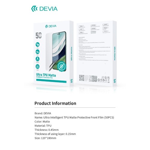 PLĖVELIŲ RINKINYS KARPYMO MECHANIZMUI DEVIA ULTRA INTELLIGENT TPU MATTE 50VNT.