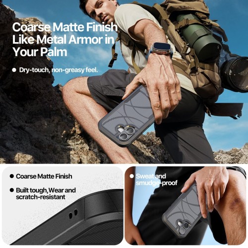 DĖKLAS DUX DUCIS SHLD APPLE IPHONE 17 JUODAS (CONTOUR PATTERN)