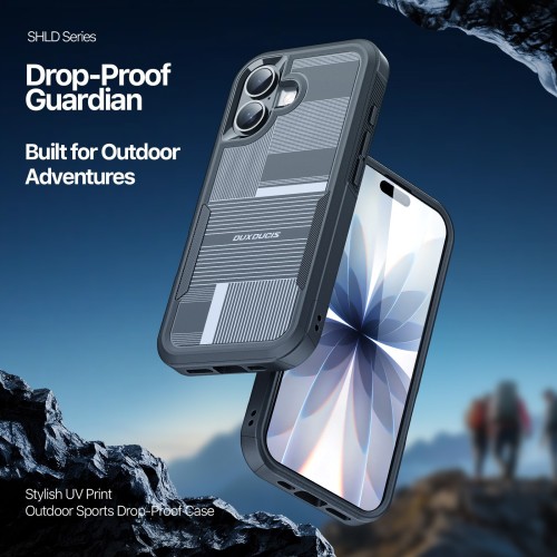 DĖKLAS DUX DUCIS SHLD APPLE IPHONE 17 JUODAS (TRIANGLE PATTERN)