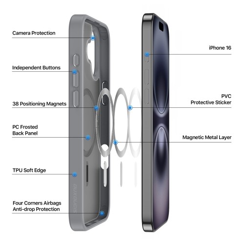 DĖKLAS DUX DUCIS YIND APPLE IPHONE 16 JUODAS