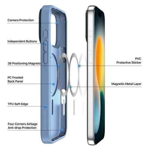 DĖKLAS DUX DUCIS YIND APPLE IPHONE 17 PRO MAX MĖLYNAS