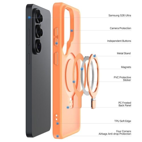 DĖKLAS DUX DUCIS YIND MAGNETIC STAND SAMSUNG S948 S26 ULTRA ORANŽINIS
