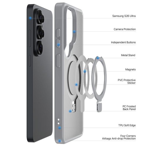 DĖKLAS DUX DUCIS YIND MAGNETIC STAND SAMSUNG S948 S26 ULTRA PILKAS