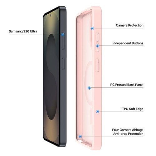 DĖKLAS DUX DUCIS YIND MAGSAFE SAMSUNG S948 S26 ULTRA ROŽINIS