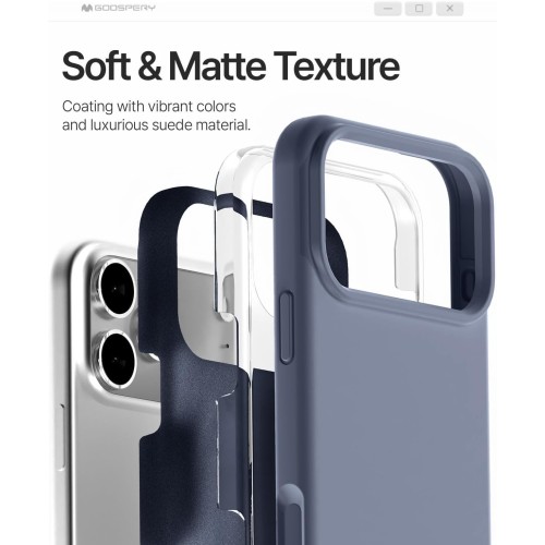 DĖKLAS MERCURY PURE MAGSAFE SILICON CASE APPLE IPHONE 17 PRO MAX LEVANDOS PILKA