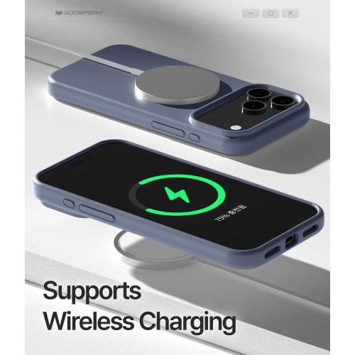 DĖKLAS MERCURY PURE MAGSAFE SILICON CASE APPLE IPHONE 17 PRO MAX LEVANDOS PILKA