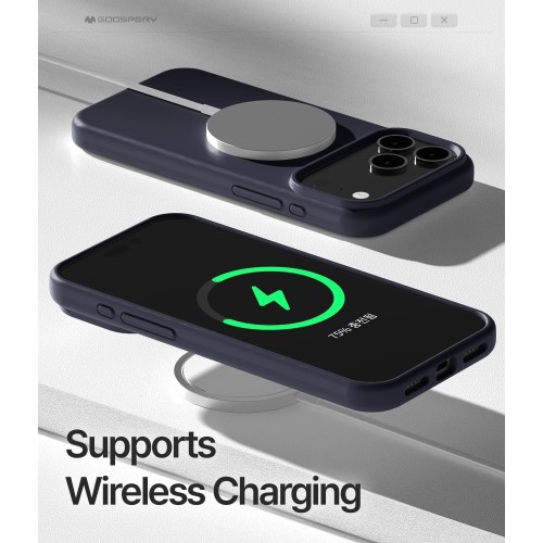 DĖKLAS MERCURY PURE MAGSAFE SILICON CASE APPLE IPHONE 17 PRO MAX TAMSIAI MĖLYNAS