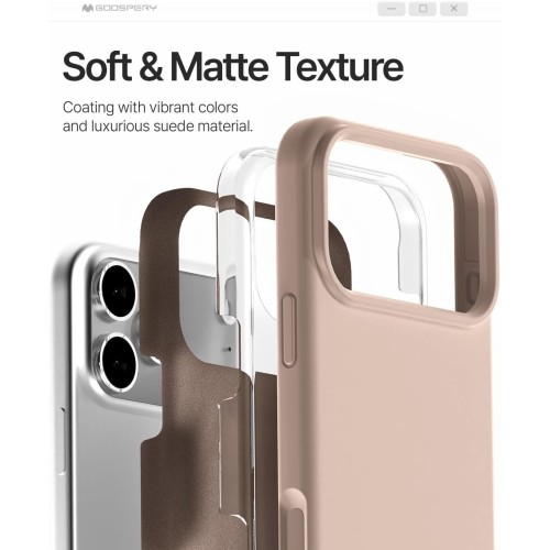 DĖKLAS MERCURY PURE MAGSAFE SILICON CASE APPLE IPHONE 17 PRO ROŽINIO SMĖLIO