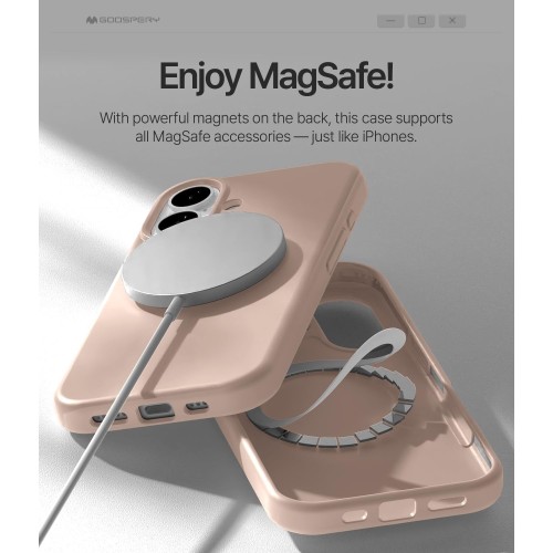 DĖKLAS MERCURY PURE MAGSAFE SILICON CASE APPLE IPHONE 17 ROŽINIO SMĖLIO