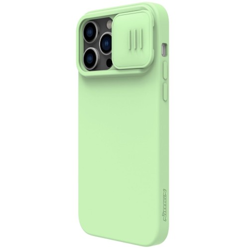 DĖKLAS NILLKIN CAMSHIELD SILKY SILICONE APPLE IPHONE 15 PRO MAX ŠVIESIAI ŽALIAS