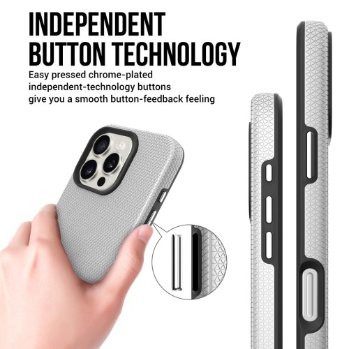 DĖKLAS PERFECTIONISTS TRIANGLE MAG CASE APPLE IPHONE 16 PRO MAX SIDABRINIS