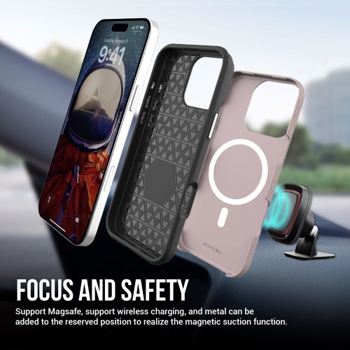 DĖKLAS PERFECTIONISTS TRIANGLE MAG CASE APPLE IPHONE 17 PRO ROŽINIO AUKSO