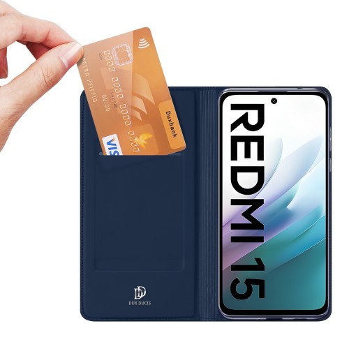 DĖKLAS DUX DUCIS SKIN PRO XIAOMI REDMI 15 4G / REDMI 15 5G TAMSIAI MĖLYNAS