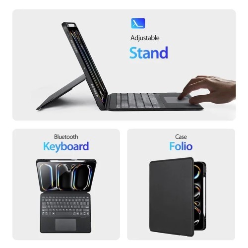DĖKLAS SU KLAVIATŪRA DUX DUCIS DK APPLE IPAD PRO 13 2024 / 2025 JUODAS