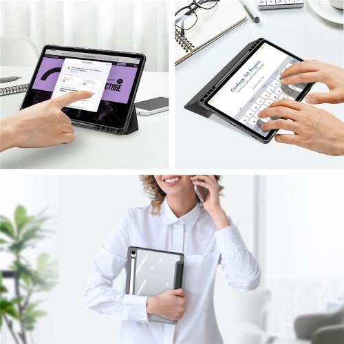 DĖKLAS DUX DUCIS TOBY SAMSUNG X520 / X526 TAB S10 FE / X710 / X716 TAB S9 / X510 / X516 TAB S9 FE JUODAS