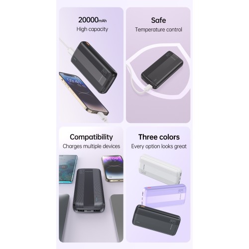 IŠORINĖ BATERIJA POWER BANK AWEI P19K 5V / 2.4A 20000MAH JUODA