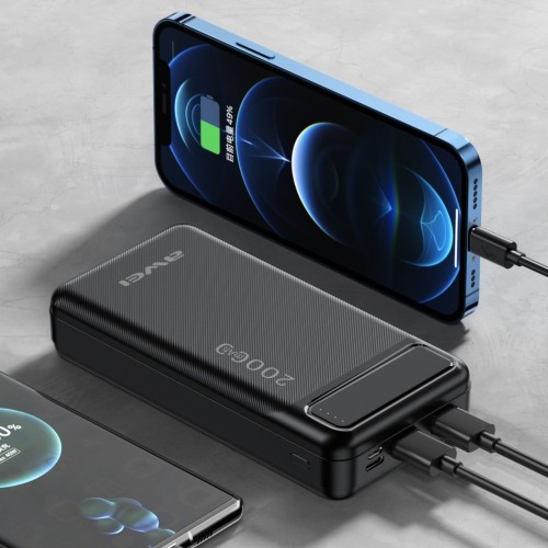 IŠORINĖ BATERIJA POWER BANK AWEI P6K 5V / 2.1A 20000MAH JUODA