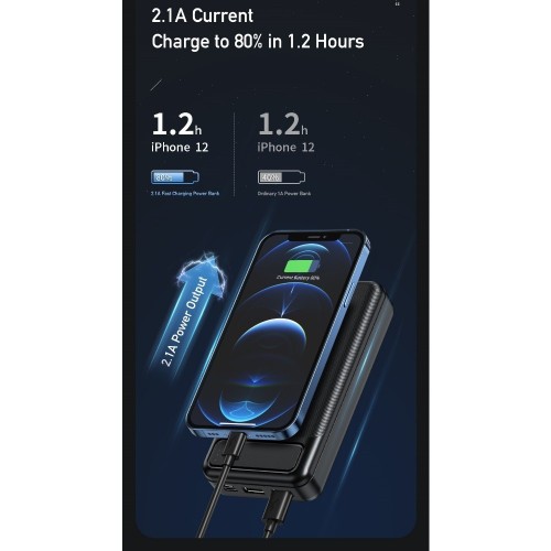 IŠORINĖ BATERIJA POWER BANK AWEI P6K 5V / 2.1A 20000MAH JUODA