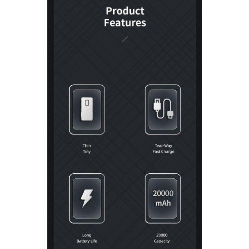 IŠORINĖ BATERIJA POWER BANK AWEI P6K 5V / 2.1A 20000MAH JUODA