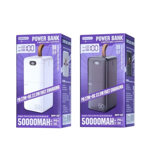 IŠORINĖ BATERIJA POWER BANK REMAX RPP-117 22.5W 50000MAH JUODA