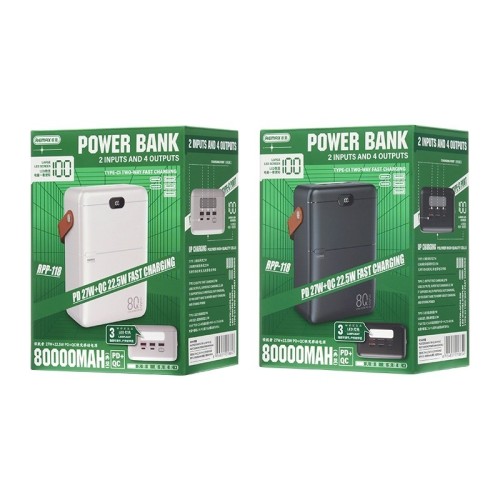 IŠORINĖ BATERIJA POWER BANK REMAX RPP-118 22.5W 80000MAH JUODA