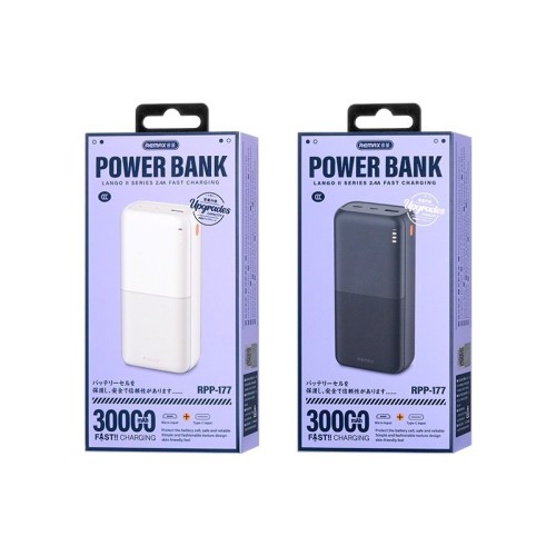 IŠORINĖ BATERIJA POWER BANK REMAX RPP-177 12W 30000MAH JUODA
