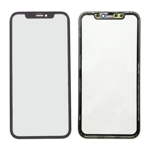 LCD STIKLIUKAS APPLE IPHONE 11 SU RĖMELIU IR OCA JUODAS V3