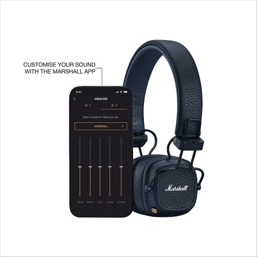 BELAIDĖS AUSINĖS MARSHALL MAJOR V ON-EAR BLUETOOTH TAMSIAI MĖLYNOS