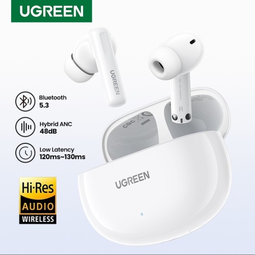 BELAIDĖS AUSINĖS UGREEN WS200 HITUNE T6 ACTIVE NOISE-CANCELLING EARBUDS BALTOS