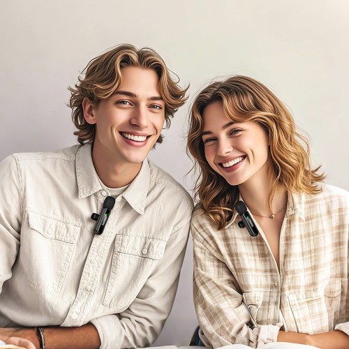 BELAIDŽIŲ MIKROFONŲ RINKINYS HOCO L20A USB-C / LIGHTNING JUODAS