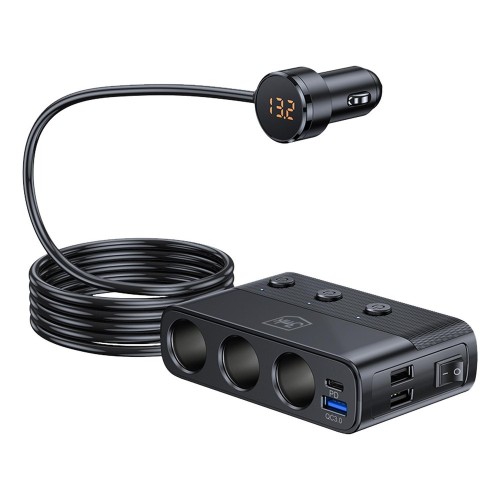 AUTOMOBILINIS ĮKROVIKLIS 3MK CAR POWER SPLITTER 120W 3XUSB-A / USB-C / 3XDC