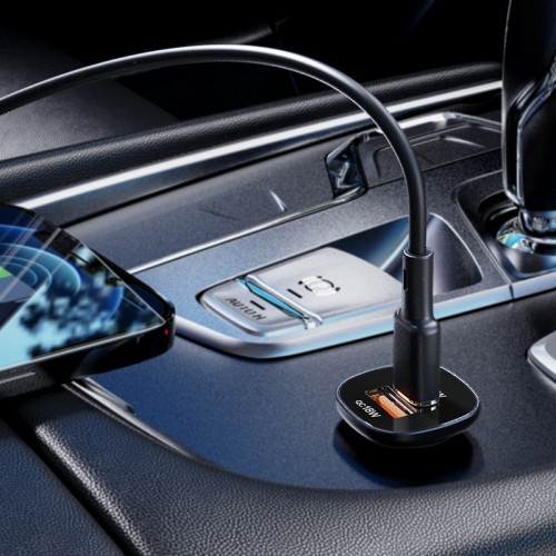 AUTOMOBILINIS ĮKROVIKLIS ACEFAST B1 MINI 38W USB-C+USB-A JUODAS