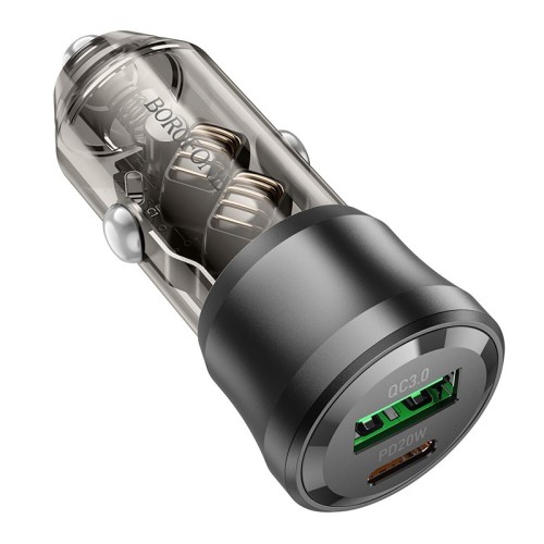 AUTOMOBILINIS ĮKROVIKLIS BOROFONE BZ25 38W USB-C / USB-A JUODAS