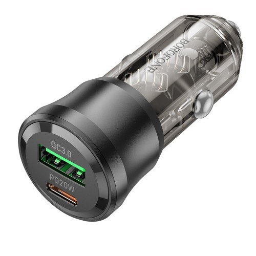 AUTOMOBILINIS ĮKROVIKLIS BOROFONE BZ25 38W USB-C / USB-A JUODAS