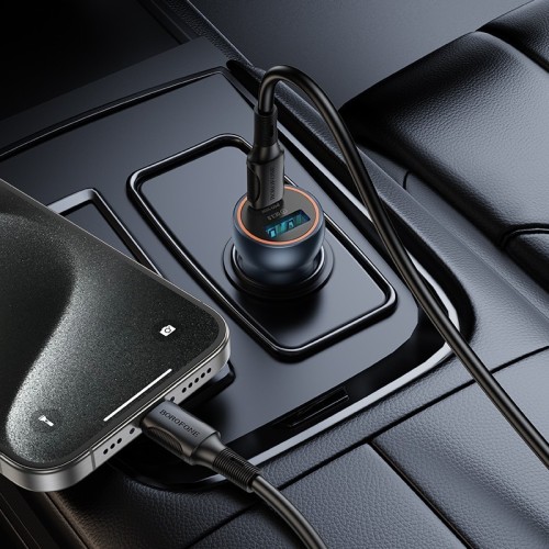 AUTOMOBILINIS ĮKROVIKLIS BOROFONE BZ32A USB-C / USB-A 30W PILKAS