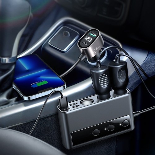 AUTOMOBILINIS ĮKROVIKLIS JOYROOM 9IN1 154W 3X12V, PD USB TYPE-C, QC3.0 USB-A, 4XUSB-A JR-CL06