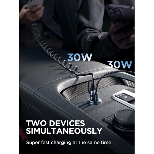 AUTOMOBILINIS ĮKROVIKLIS JOYROOM JR-CCN04 USB-C / USB-A 60W JUODAS