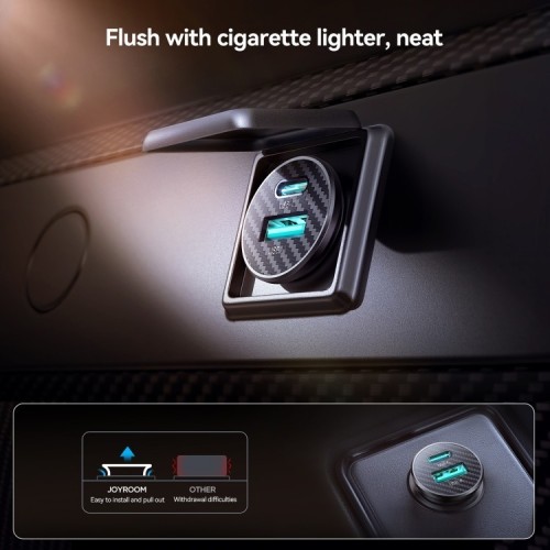 AUTOMOBILINIS ĮKROVIKLIS JOYROOM JR-CCN16 USB-A / USB-C 15W JUODAS