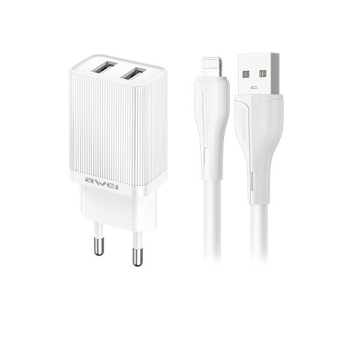 ĮKROVIKLIS AWEI C15L-EU 10W 2XUSB-A + USB-A TO LIGHTNING CABLE 1.0M BALTAS ĮKROVIKLIS AWEI C15L-EU 10W 2XUSB-A + USB-A TO LIGHTNING CABLE 1.0M BALTAS