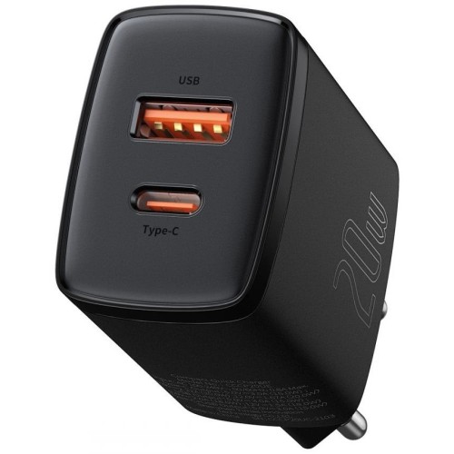 ĮKROVIKLIS BASEUS COMPACT QUICK CHARGER 20W USB-C / USB-A JUODAS CCXJ-B01 ĮKROVIKLIS BASEUS COMPACT QUICK CHARGER 20W USB-C / USB-A JUODAS CCXJ-B01