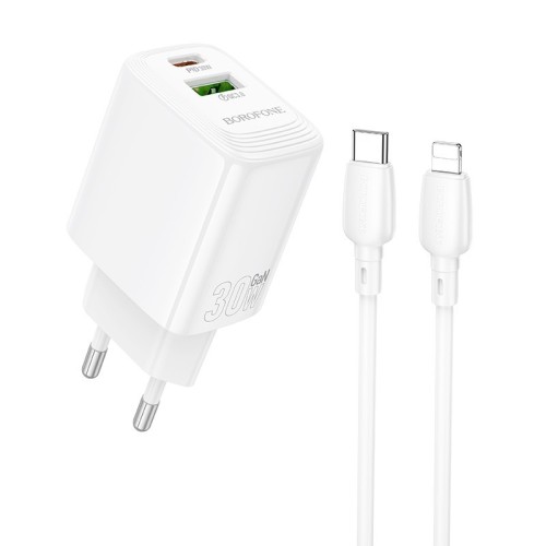ĮKROVIKLIS BOROFONE BN29 30W USB-C / USB-A + USB-C TO LIGHTNING CABLE 1.0M BALTAS ĮKROVIKLIS BOROFONE BN29 30W USB-C / USB-A + USB-C TO LIGHTNING CABLE 1.0M BALTAS