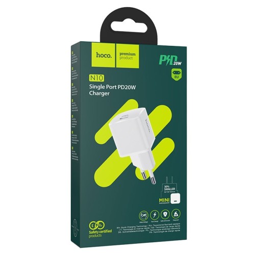 ĮKROVIKLIS HOCO N10 20W USB-C BALTAS