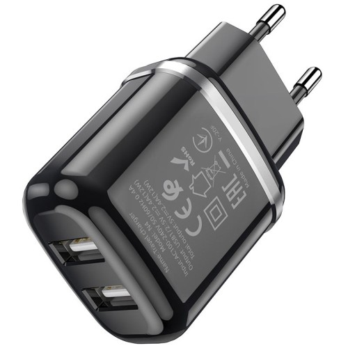 ĮKROVIKLIS HOCO N4 12W 2XUSB-A JUODAS
