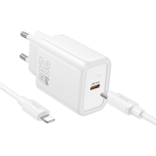 ĮKROVIKLIS HOCO N60 20W GAN USB-C + USB-C TO LIGHTNING CABLE 1.0M BALTAS ĮKROVIKLIS HOCO N60 20W GAN USB-C + USB-C TO LIGHTNING CABLE 1.0M BALTAS